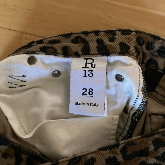 R 13 Alison leopard print corduroy jeans 28 6/8 punk pants stretch - Picture 5 of 15